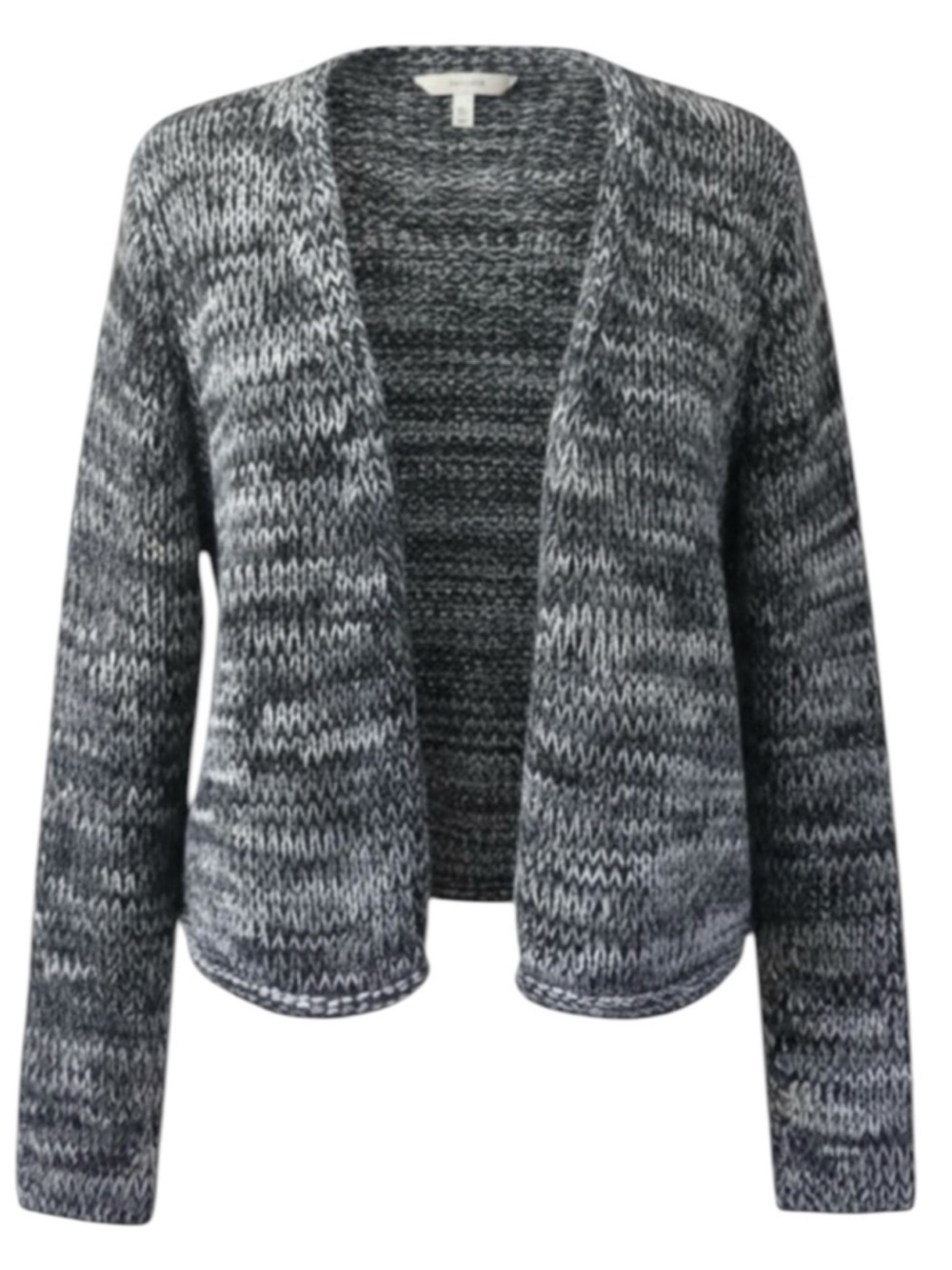 J. Jill Marled Blue Charcoal Cotton Cardigan Large Open Front Chunky Knit Cozy - Picture 2 of 15